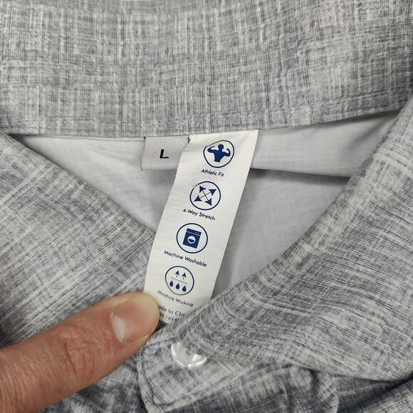 State & Liberty Shirt Mens L Gray Athletic Fit Stretch Short Sleeve Button Up - Picture 4 of 5